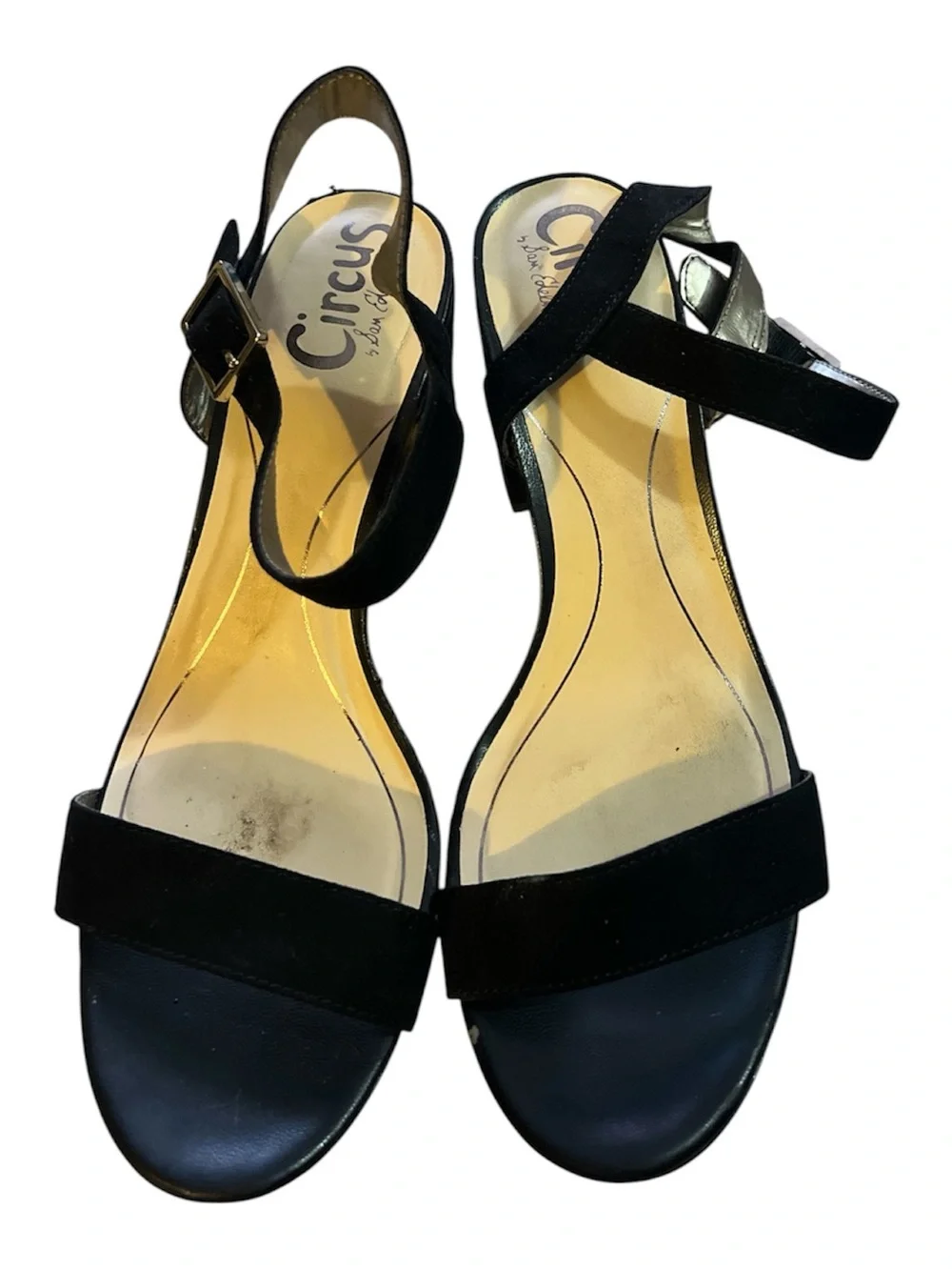 Circus by Sam Edelman Black Low Block Heel Strappy Sandals